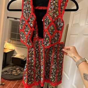 Source Unknown Red Floral Kids Casual Dress